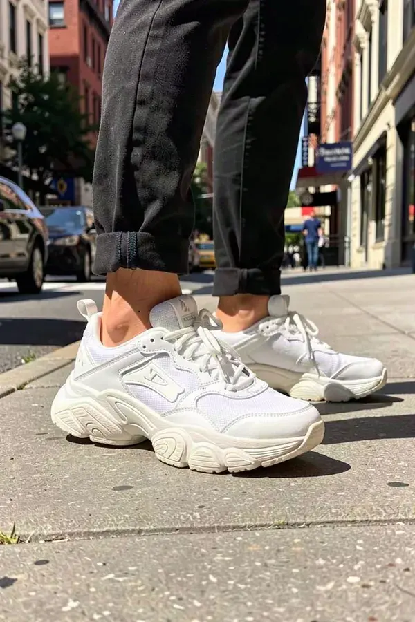 Footwear on foot