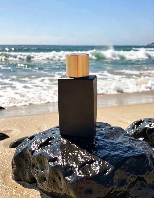 The same bottle, beach scene